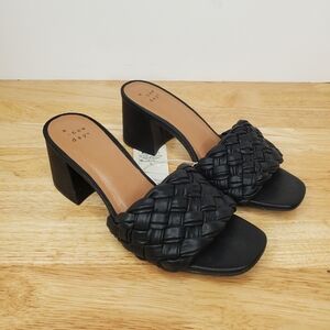 A New Day Women's Dorothy Slide Mule Heels Woven Black Size 6.5 NWT